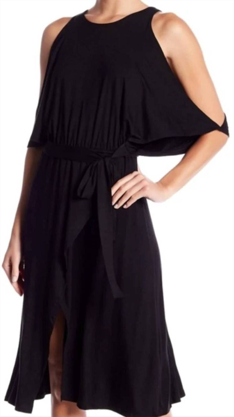 NEW ELAN cold shoulder midi dress in black